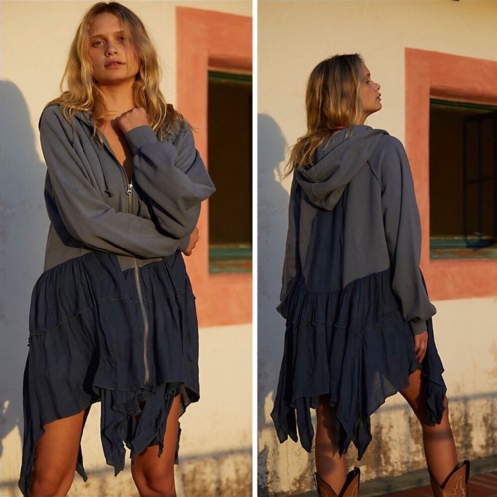 Free People Blue Hooded Cardigan - Picture 10 of 12